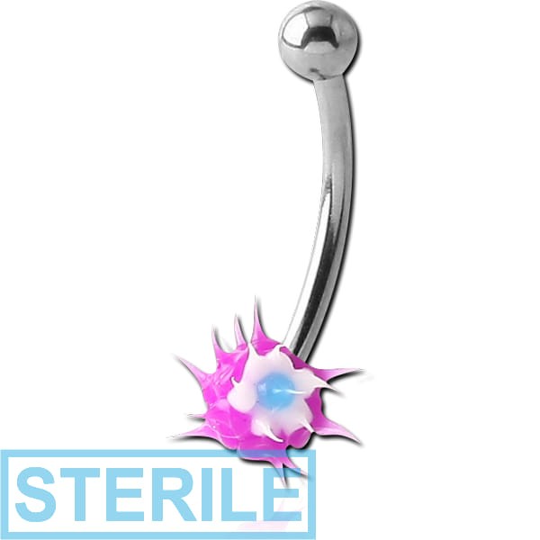 STERILE SURGICAL STEEL CURVED MICRO BARBELL WITH SILICONE SPIKE BALLS
