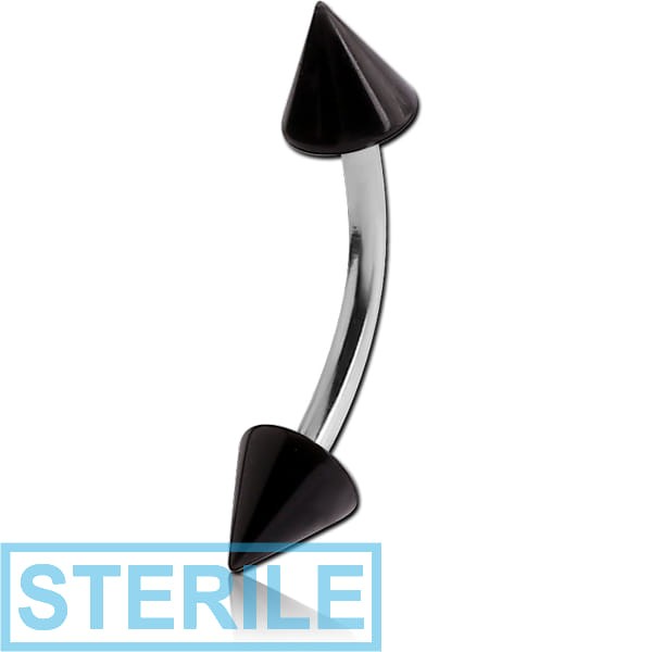 STERILE SURGICAL STEEL CURVED MICRO BARBELL WITH UV ACRYLIC CONES