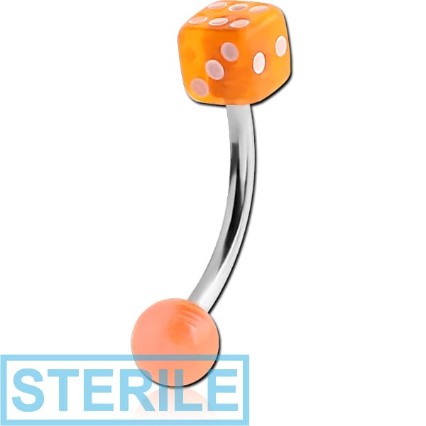 STERILE SURGICAL STEEL CURVED MICRO BARBELL WITH UV DICES