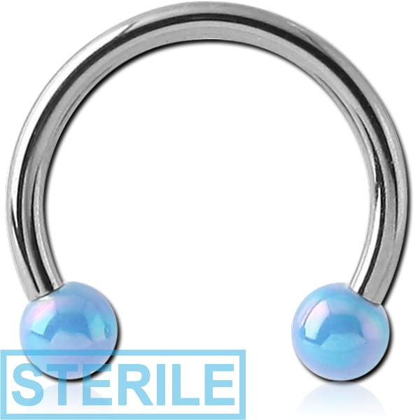 STERILE SURGICAL STEEL MICRO CIRCULAR BARBELL WITH AB COATED NEON BALLS