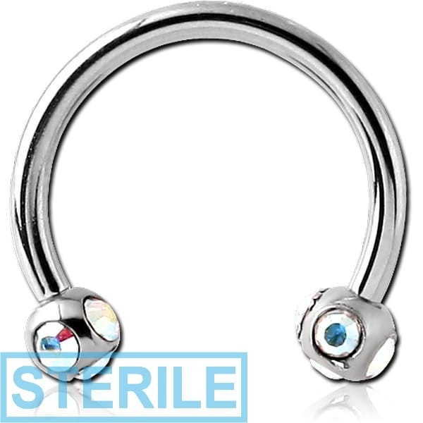 STERILE SURGICAL STEEL MICRO CIRCULAR BARBELL WITH MULTI JEWELLED BALLS