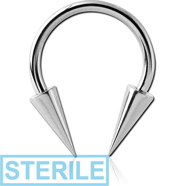STERILE SURGICAL STEEL MICRO CIRCULAR BARBELL WITH LONG CONES
