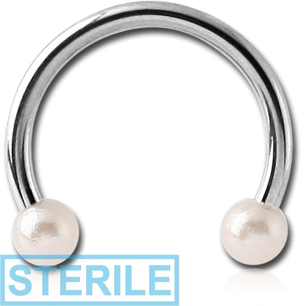 STERILE SURGICAL STEEL MICRO CIRCULAR BARBELL WITH SYNTHETIC PEARLS