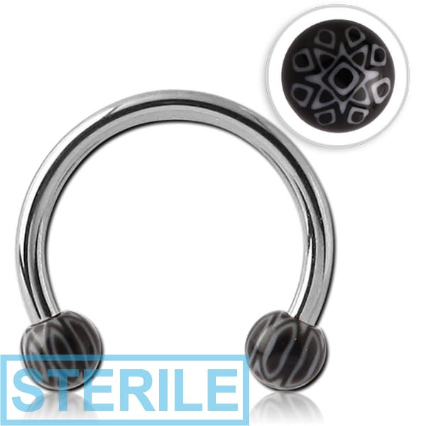 STERILE SURGICAL STEEL MICRO CIRCULAR BARBELL WITH UV ACRYLIC FANCY BALLS
