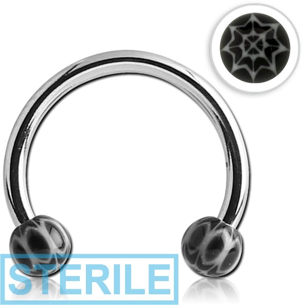 STERILE SURGICAL STEEL MICRO CIRCULAR BARBELL WITH UV ACRYLIC WEB BALLS