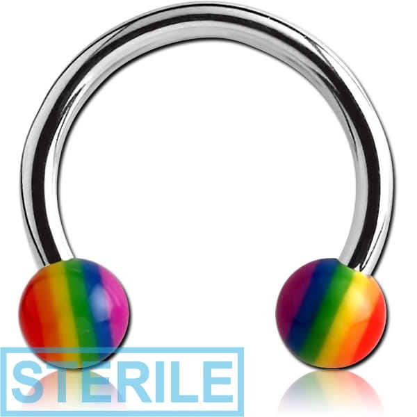 STERILE SURGICAL STEEL MICRO CIRCULAR BARBELL WITH UV RAINBOW BALLS
