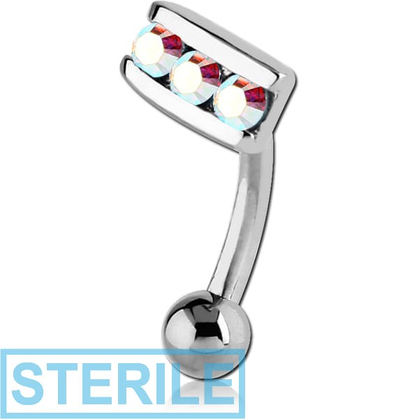 STERILE SURGICAL STEEL JEWELLED EYEBROW BANANA