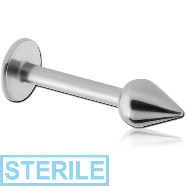 STERILE SURGICAL STEEL MICRO LABRET WITH TEAR DROP CONE