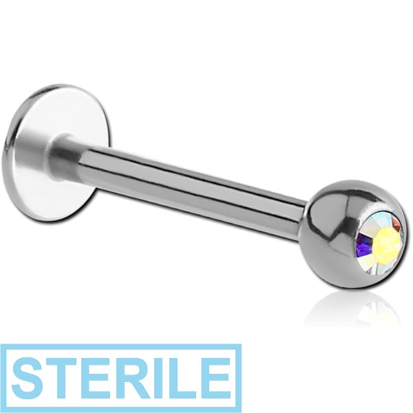 STERILE SURGICAL STEEL OPTIMA CRYSTAL JEWELLED MICRO LABRET