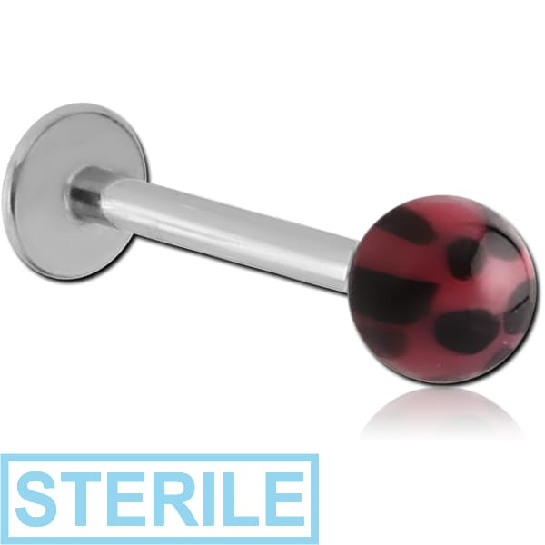 STERILE SURGICAL STEEL MICRO LABRET WITH UV LEOPARD BALL