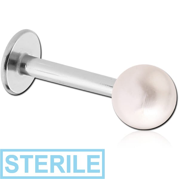 STERILE SURGICAL STEEL MICRO LABRET WITH SYNTHETIC PEARL