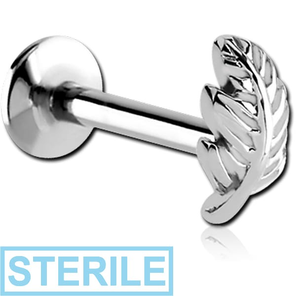 STERILE SURGICAL STEEL MICRO LABRET WITH ATTACHMENT - LEAF