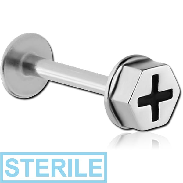 STERILE SURGICAL STEEL MICRO LABRET WITH ATTACHMENT - SCREW HEAD