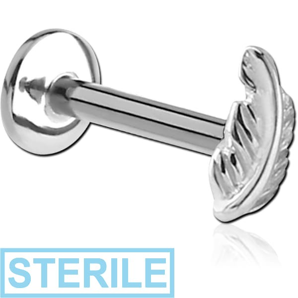 STERILE SURGICAL STEEL MICRO LABRET WITH ATTACHMENT - LEAF