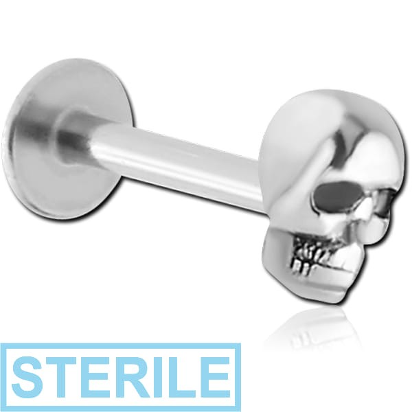 STERILE SURGICAL STEEL MICRO LABRET WITH ATTACHMENT - SKULL