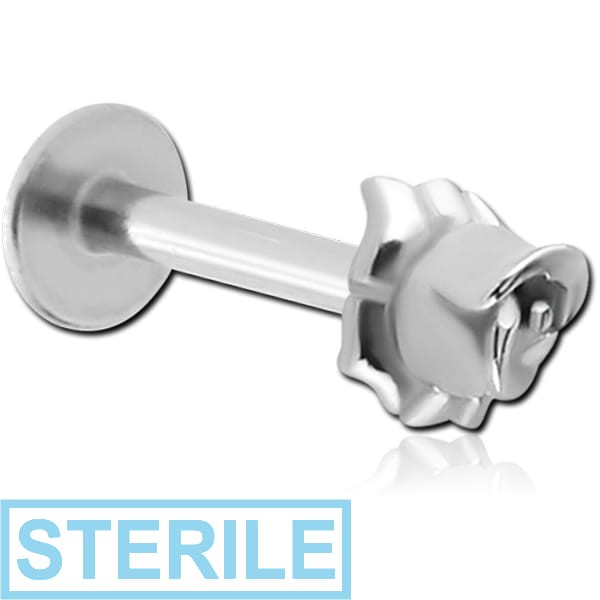 STERILE SURGICAL STEEL MICRO LABRET WITH ATTACHMENT - FLOWER