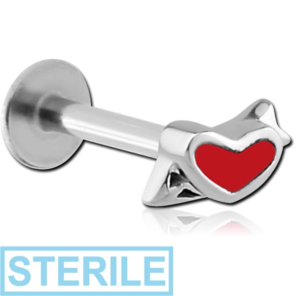 STERILE SURGICAL STEEL MICRO LABRET WITH ATTACHMENT - HEART