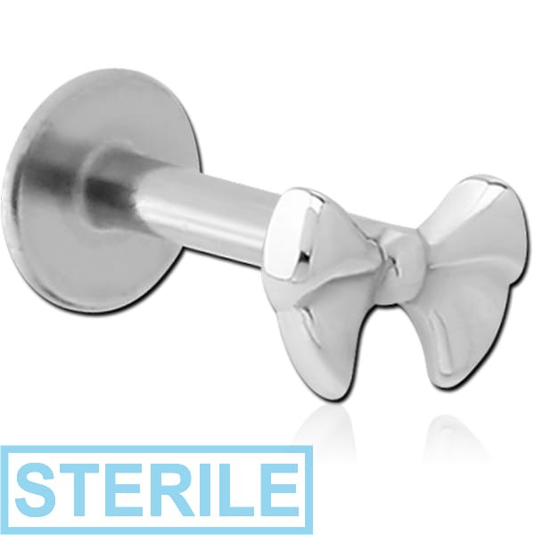 STERILE SURGICAL STEEL MICRO LABRET WITH ATTACHMENT - BOW