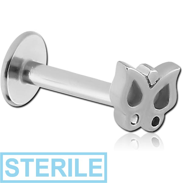STERILE SURGICAL STEEL MICRO LABRET WITH ATTACHMENT - BUTTERFLY