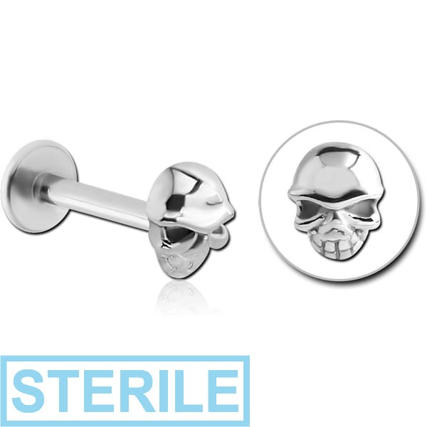 STERILE SURGICAL STEEL MICRO LABRET WITH ATTACHMENT - SKULL