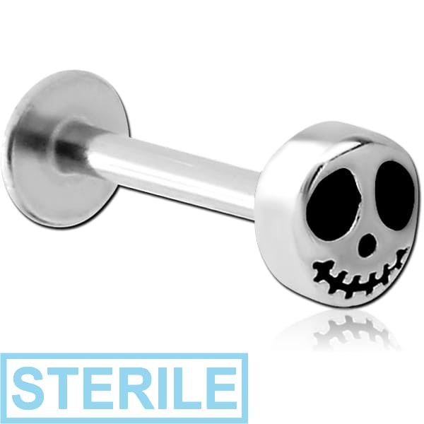 STERILE SURGICAL STEEL MICRO LABRET WITH ATTACHMENT - GHOST