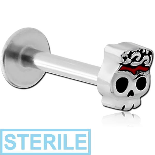 STERILE SURGICAL STEEL MICRO LABRET WITH ATTACHMENT - GHOST