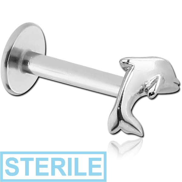 STERILE SURGICAL STEEL MICRO LABRET WITH ATTACHMENT - DOLPHIN