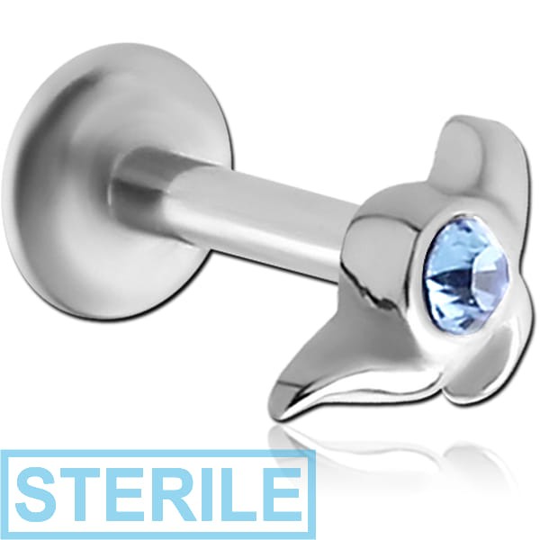 STERILE SURGICAL STEEL MICRO LABRET WITH HIGH END CRYSTAL JEWELLED ATTACHMENT