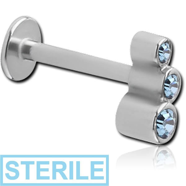 STERILE SURGICAL STEEL MICRO LABRET WITH JEWELLED ATTACHMENT