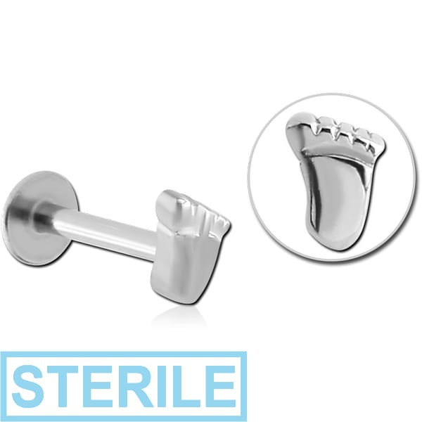STERILE SURGICAL STEEL MICRO LABRET WITH ATTACHMENT - FOOT