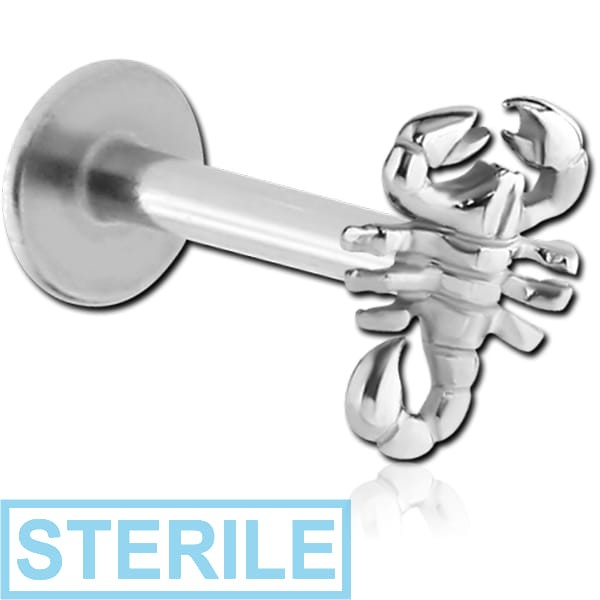 STERILE SURGICAL STEEL MICRO LABRET WITH ATTACHMENT - SCORPION
