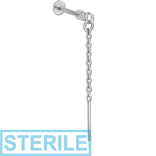 STERILE SURGICAL STEEL TRAGUS MICRO LABRET WITH CHARM