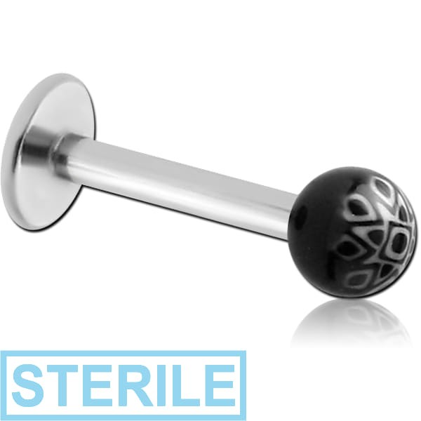 STERILE SURGICAL STEEL MICRO LABRET WITH UV ACRYLIC BALL
