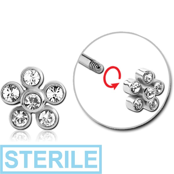 STERILE SURGICAL STEEL MICRO THREADED JEWELLED FLOWER ATTACHMENT