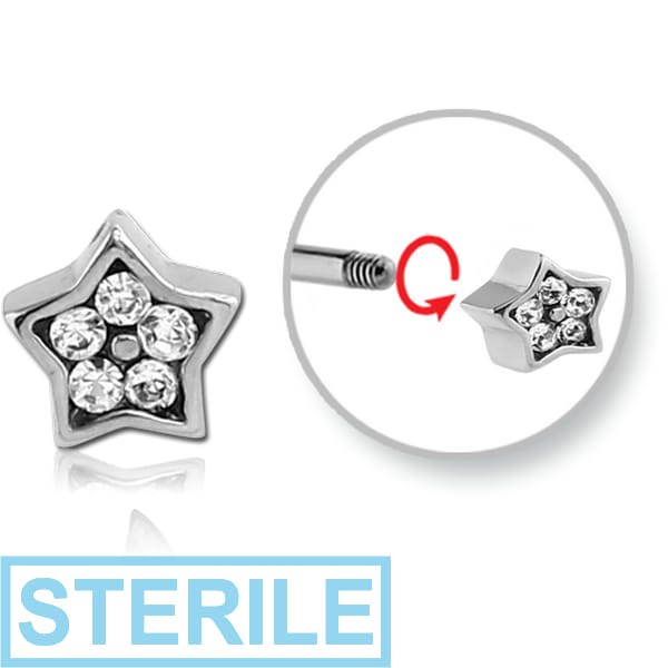 STERILE SURGICAL STEEL MICRO THREADED JEWELLED STAR ATTACHMENT