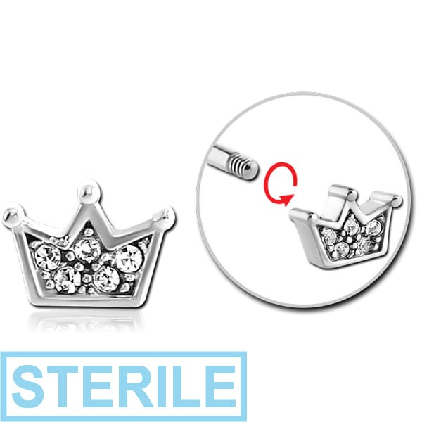 STERILE SURGICAL STEEL MICRO THREADED JEWELLED CROWN ATTACHMENT