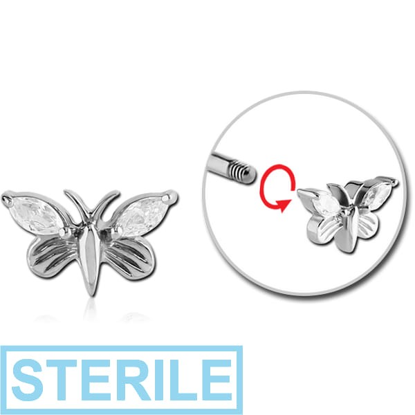 STERILE SURGICAL STEEL MICRO THREADED JEWELLED BUTTERFLY ATTACHMENT