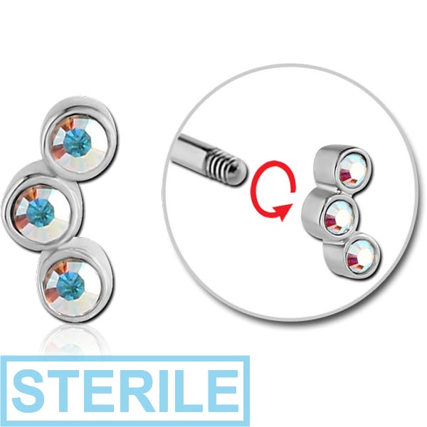 STERILE SURGICAL STEEL MICRO THREADED TRIPLE JEWELLED ATTACHMENT