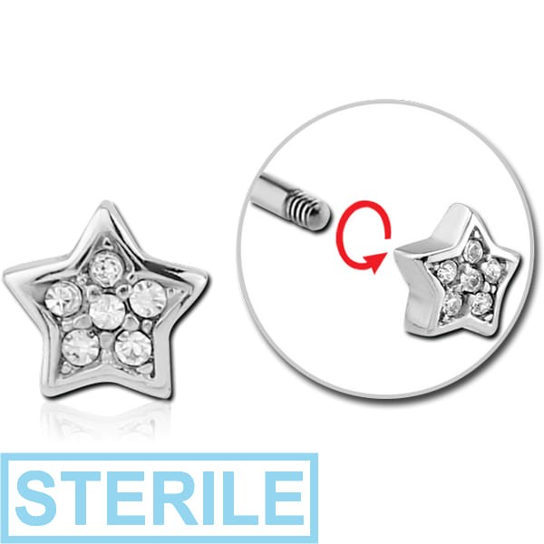 STERILE SURGICAL STEEL MICRO THREADED JEWELLED ATTACHMENT - STAR