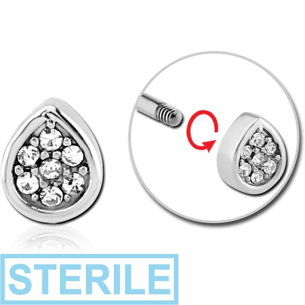 STERILE SURGICAL STEEL MICRO THREADED JEWELLED ATTACHMENT - DROP