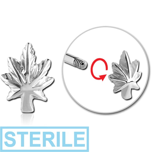 STERILE SURGICAL STEEL MICRO THREADED ATTACHMENT - MARIJUANA LEAF