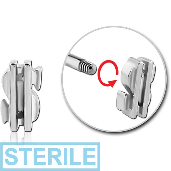 STERILE SURGICAL STEEL MICRO THREADED DOLLAR SIGN ATTACHMENT