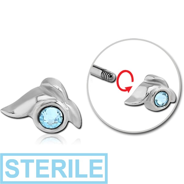 STERILE SURGICAL STEEL MICRO THREADED HIGH END CRYSTAL JEWELLED ATTACHMENT