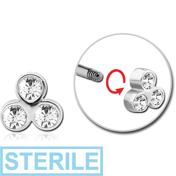 STERILE SURGICAL STEEL MICRO THREADED TRIPPLE JEWELLED ATTACHMENT