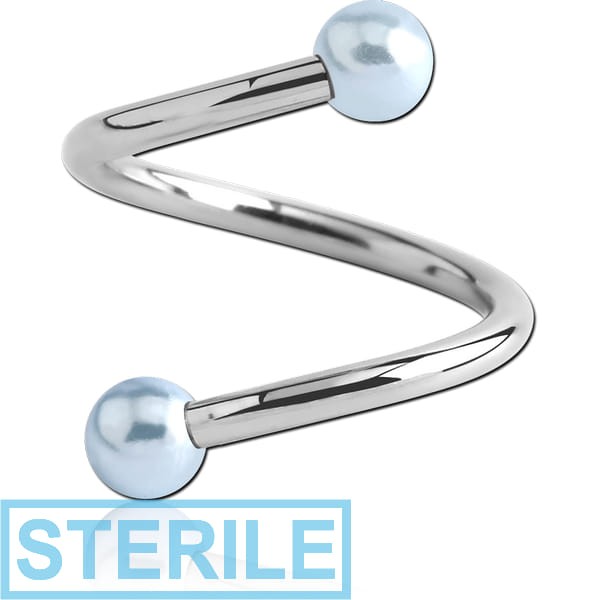 STERILE SURGICAL STEEL MICRO BODY SPIRAL WITH SYNTHETIC PEARLS