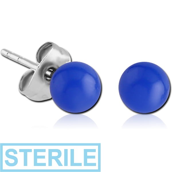 STERILE ACRYLIC NEON BALL EAR STUDS PAIR