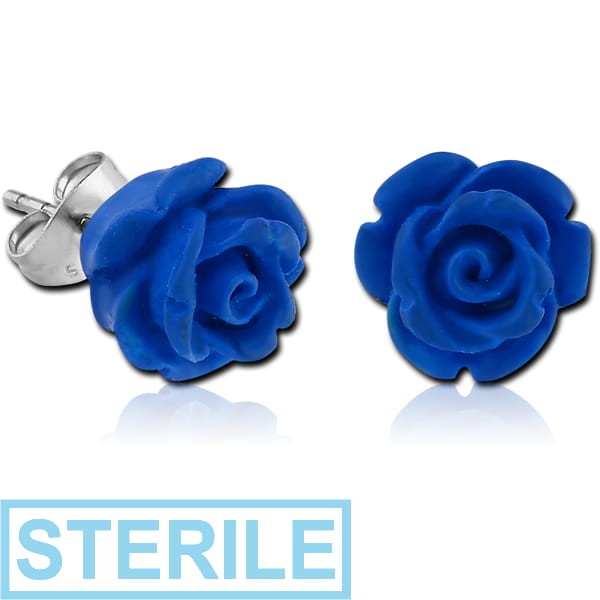 STERILE PAIR OF NEON UV ROSE EAR STUDS