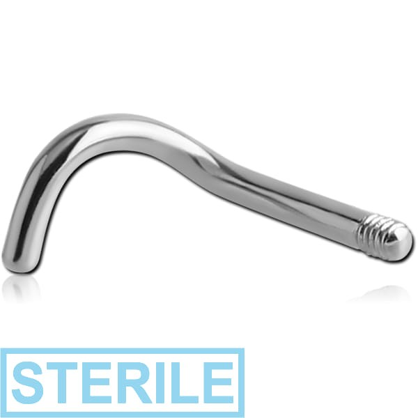 STERILE SURGICAL STEEL 1.2MM THREADING CURVED NOSE STUD PIN