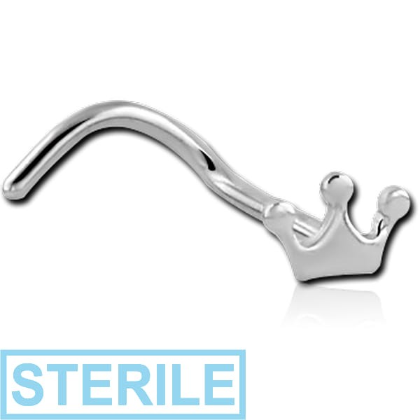 STERILE SURGICAL STEEL CROWN CURVED NOSE STUD