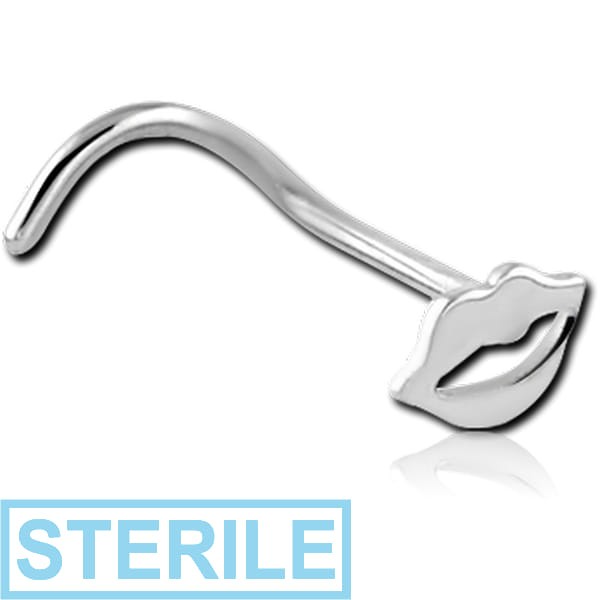 STERILE SURGICAL STEEL LIPS CURVED NOSE STUD